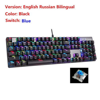 Original Motospeed CK104 RGB Gaming Mechanical Keyboard Russian English Red Blue Switch Backlit Keyboard Anti-Ghosting for Gamer