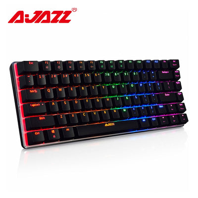 Ajazz AK33 82 keys mechanical keyboard Russian / English layout gaming keyboard RGB backlight blue / black switch wired keyboard