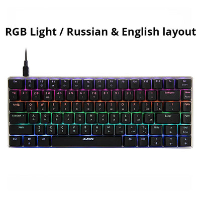 Ajazz AK33 82 keys mechanical keyboard Russian / English layout gaming keyboard RGB backlight blue / black switch wired keyboard