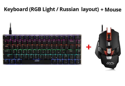 Ajazz AK33 82 keys mechanical keyboard Russian / English layout gaming keyboard RGB backlight blue / black switch wired keyboard