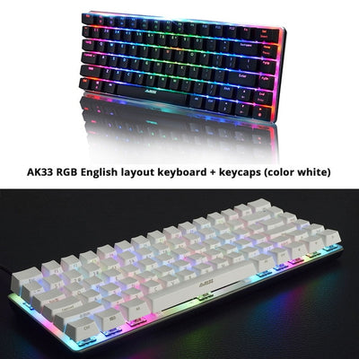 Ajazz AK33 82 keys mechanical keyboard Russian / English layout gaming keyboard RGB backlight blue / black switch wired keyboard