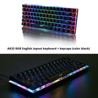 Ajazz AK33 82 keys mechanical keyboard Russian / English layout gaming keyboard RGB backlight blue / black switch wired keyboard